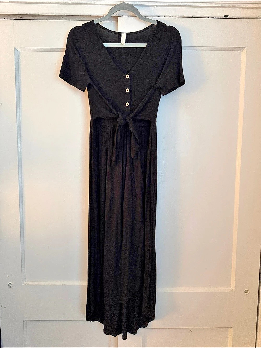 Flamingo Urban Black Tie-Front Maxi Dress